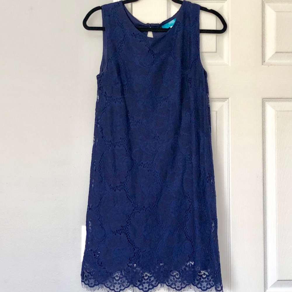Blue lace shift dress